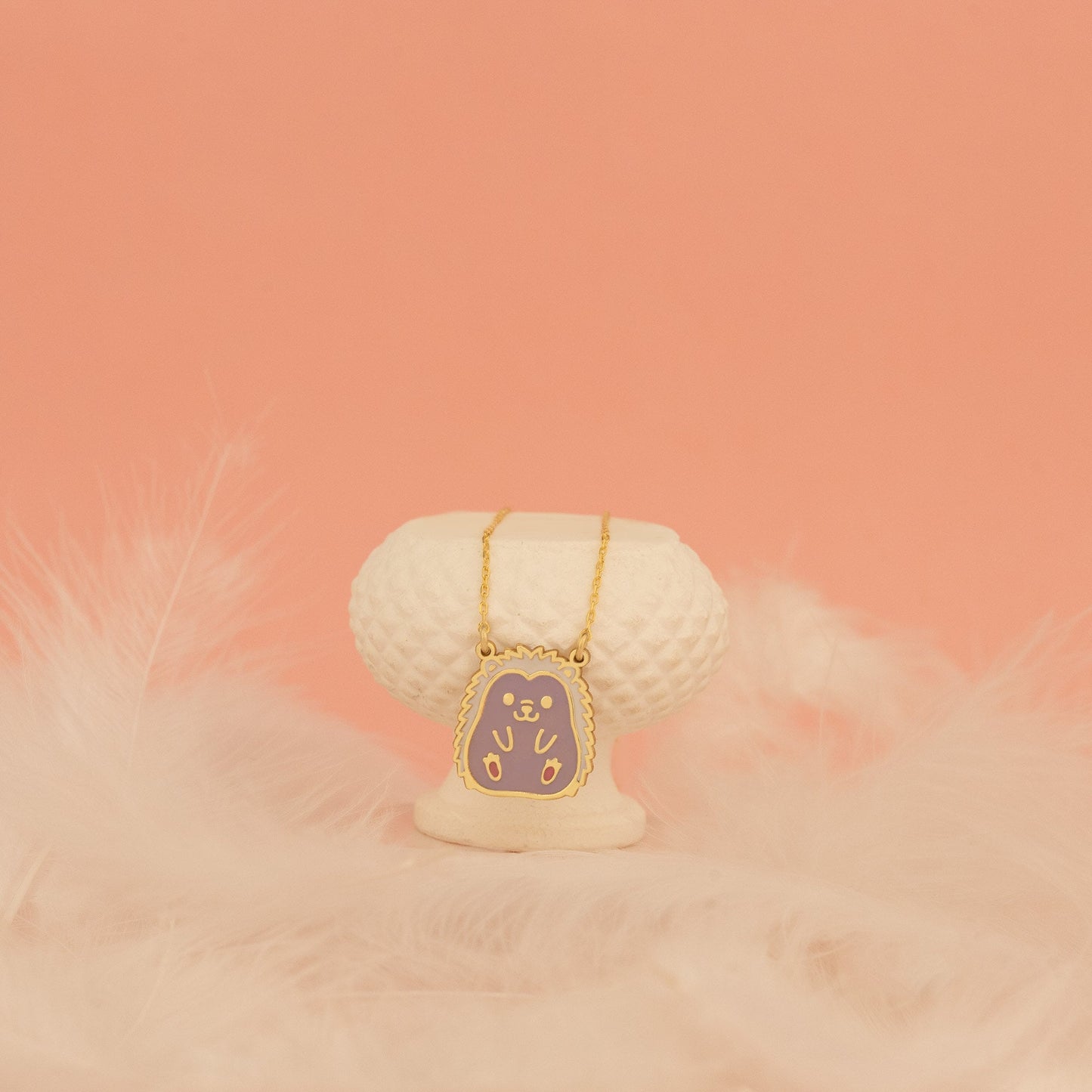 925 Sterling Silver Adorable Tiny Hedgehog Necklace