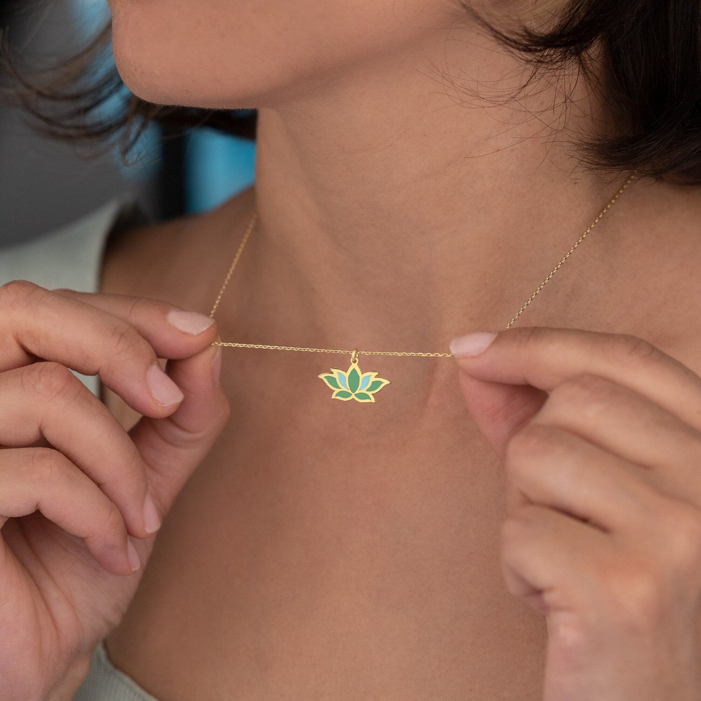 925 Sterling Silver Lotus Enamel Necklace