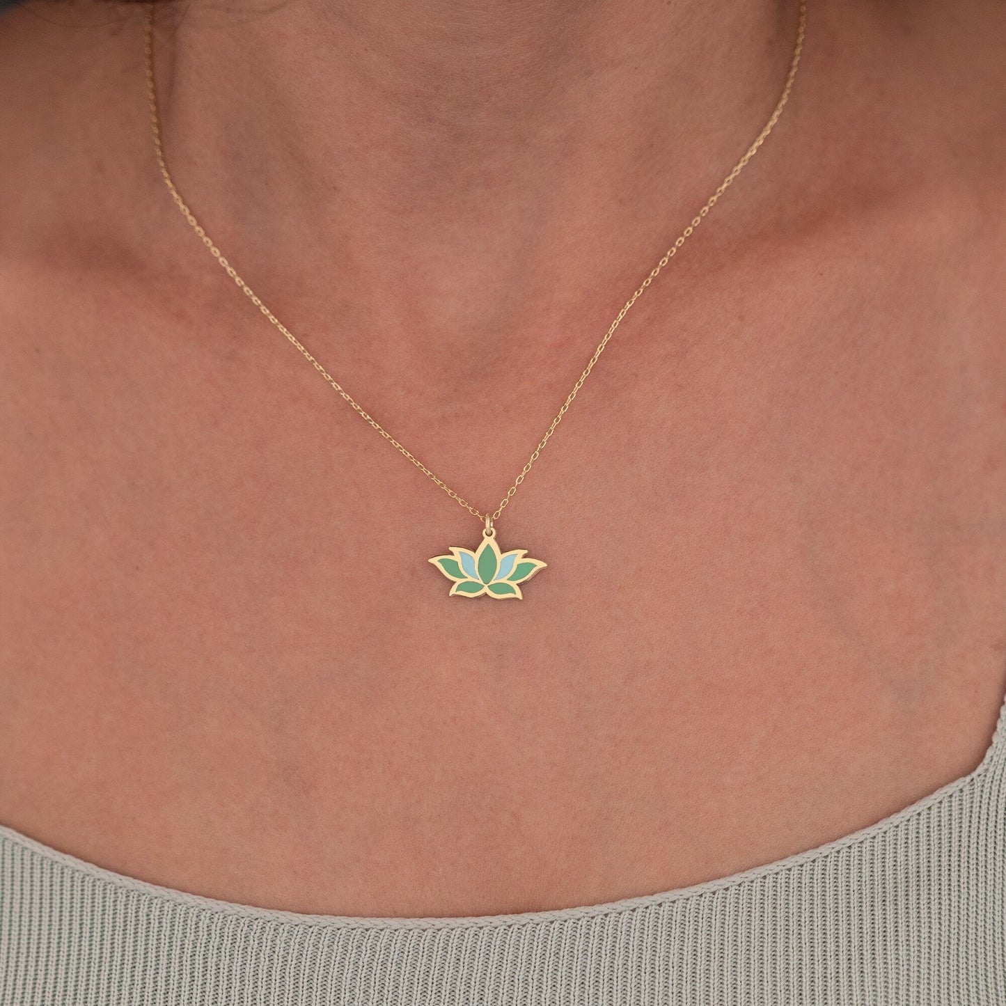 925 Sterling Silver Lotus Enamel Necklace