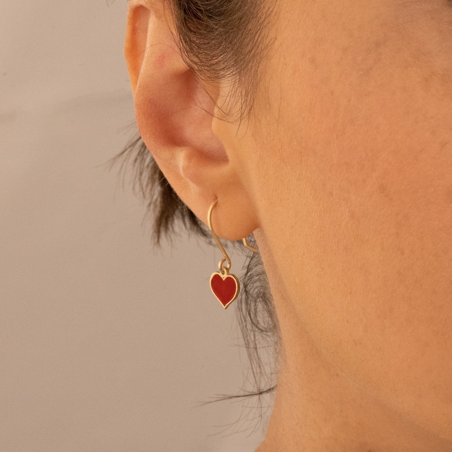 925 Sterling Silver Red Enamel Heart Earring