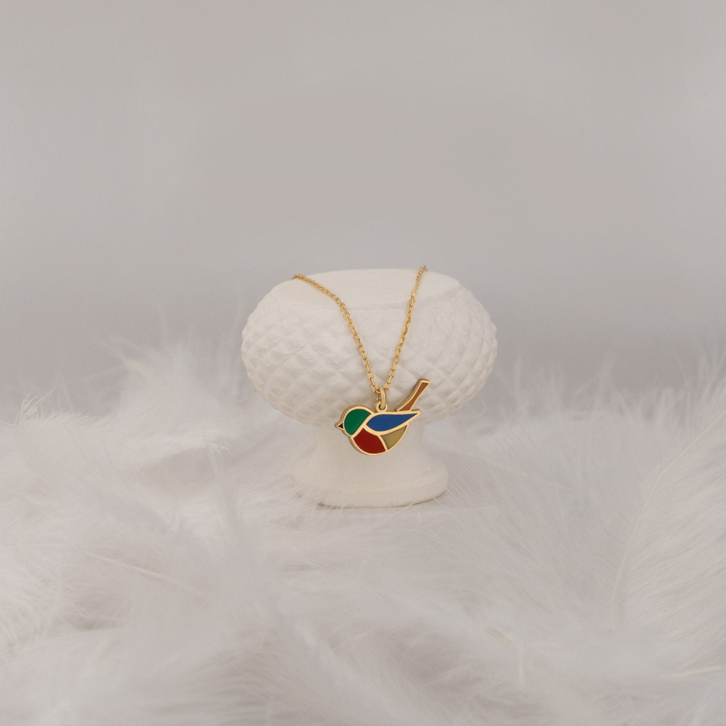 925 Sterling Silver Enamel Bird Pendant