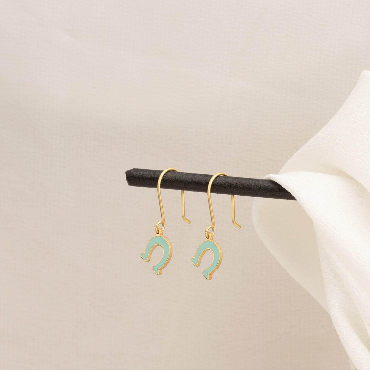 925 Sterling Silver Enamel Horseshoe Earrings