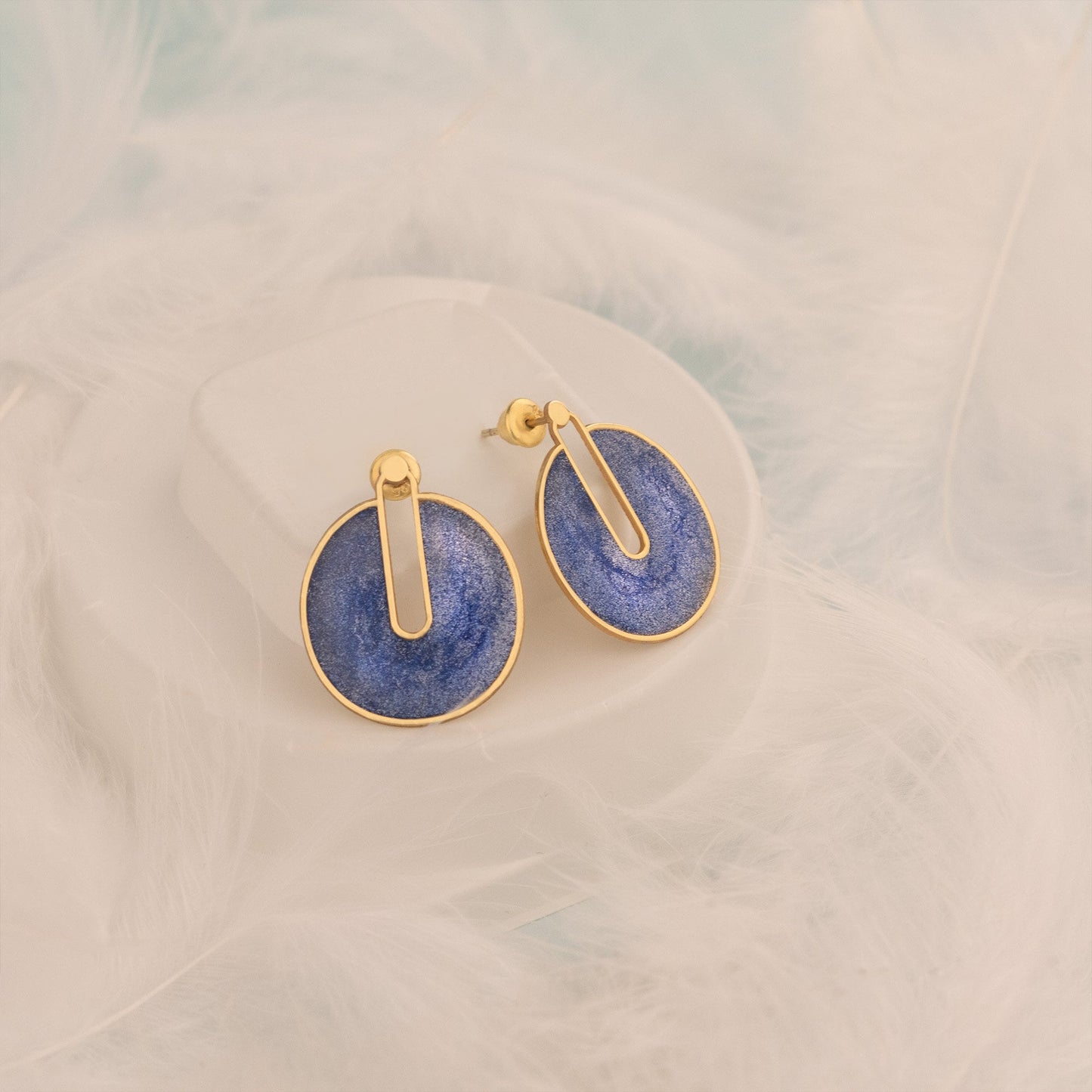 925 Sterling Silver Silvery Blue Errings
