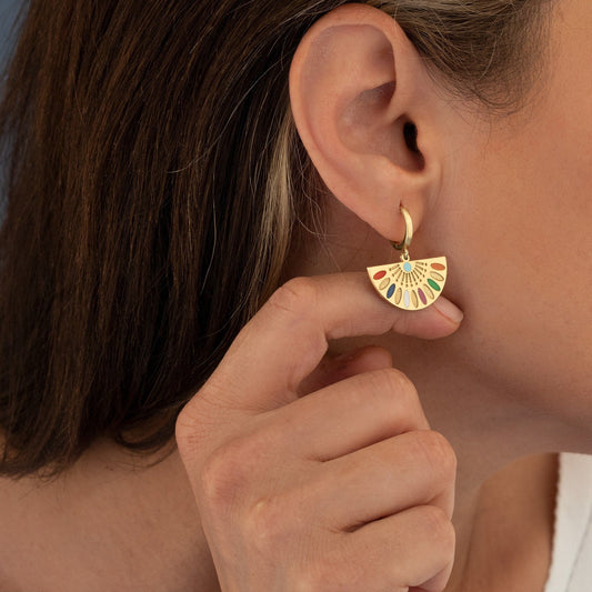 925 Sterling Silver Enamel African Earring