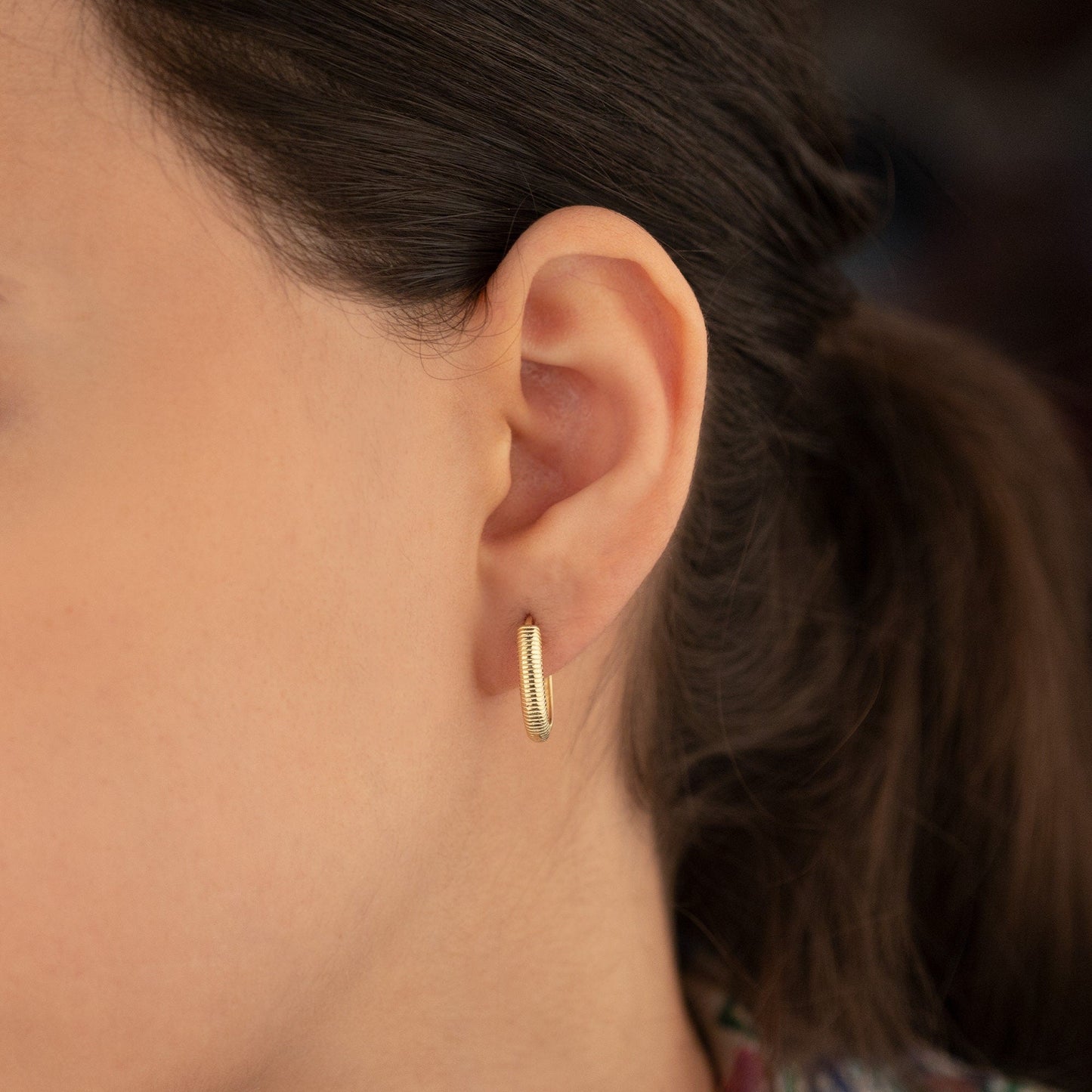 925 Sterling Silver Serrated Hoop Huggie Earrings