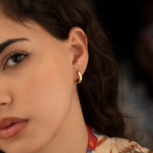 925 Sterling Silver Trapezoidal Hoop Earrings