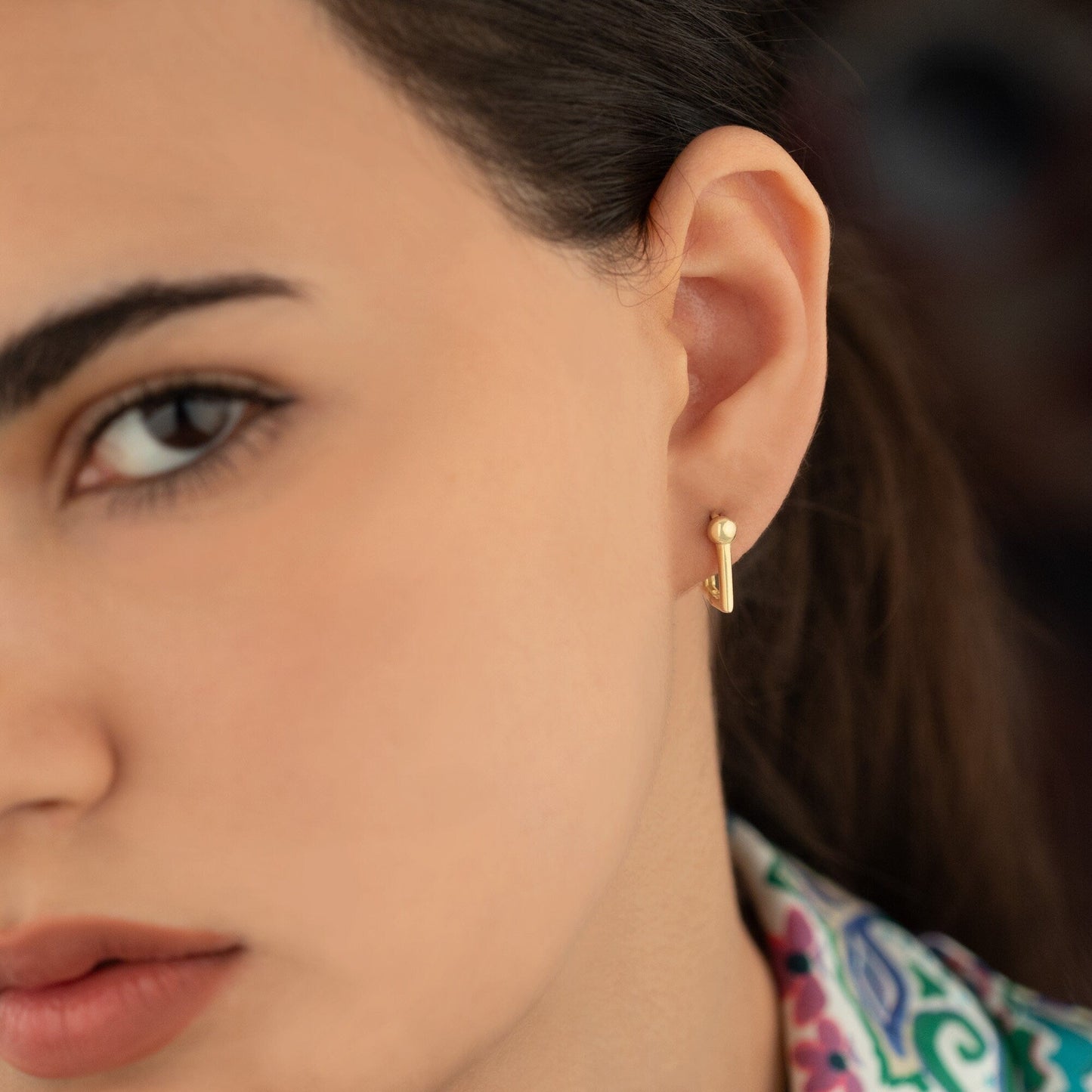 925 Sterling Silver Ball Hoop Huggies Earrings