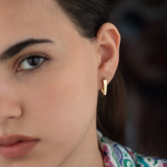 925 Sterling Silver V Shaped Hoop Earrings