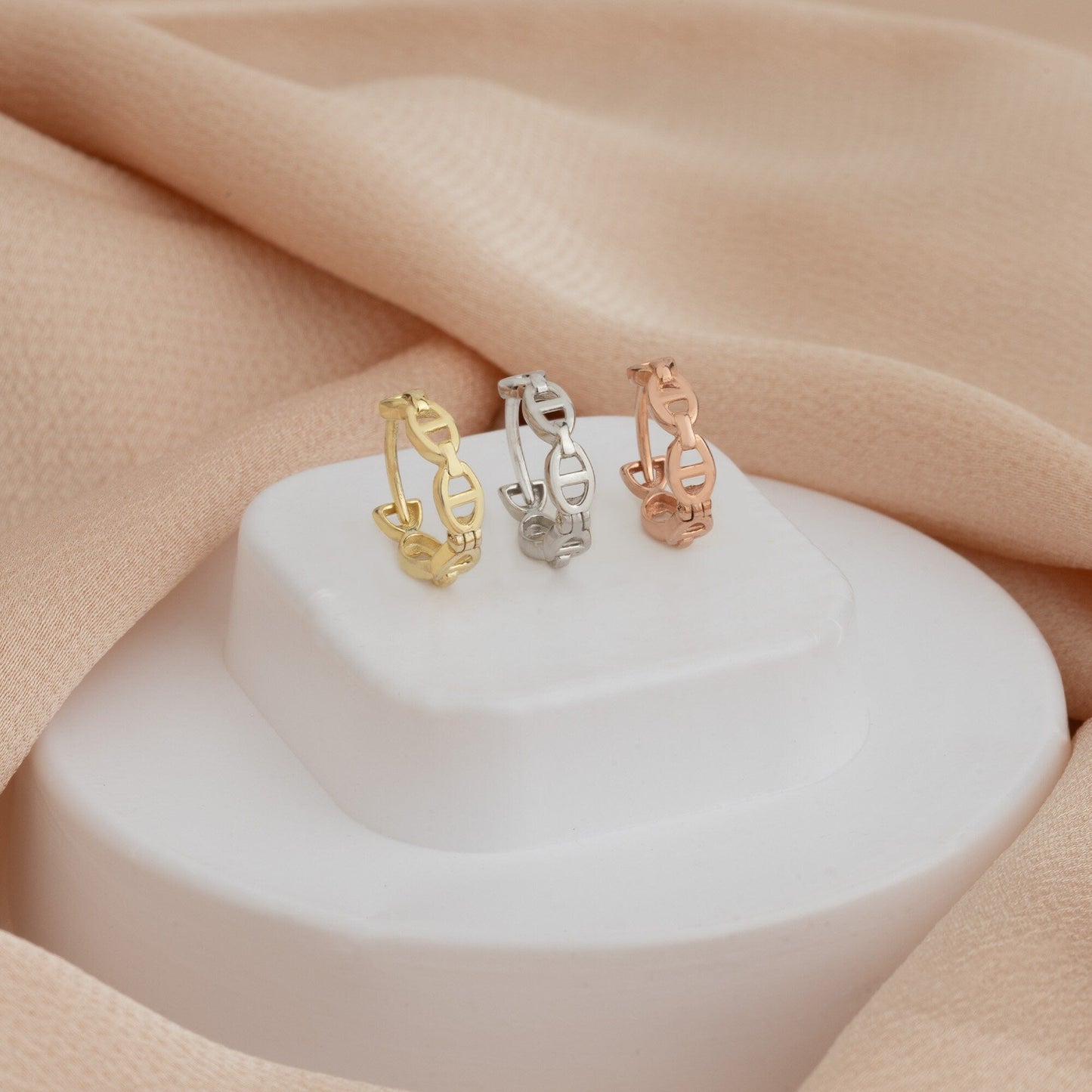 925 Sterling Silver Curb Chain Huggie