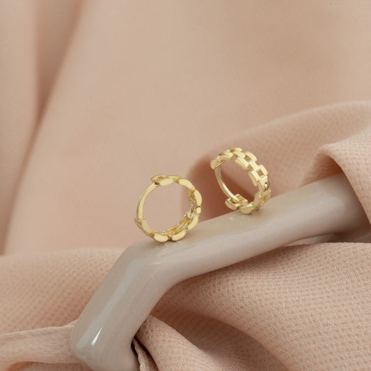 925 Sterling Silver Curb Chain Huggie Earrings