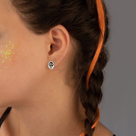 925 Sterling Silver Terrifying Ghost Face Earrings - Halloween Jewelry