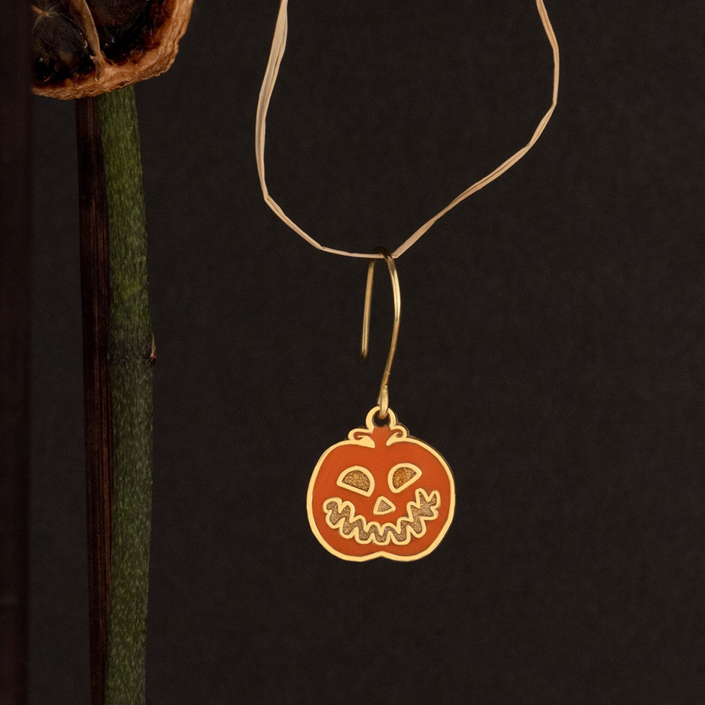 Enamel Pumpkin Earrings - Halloween Gift