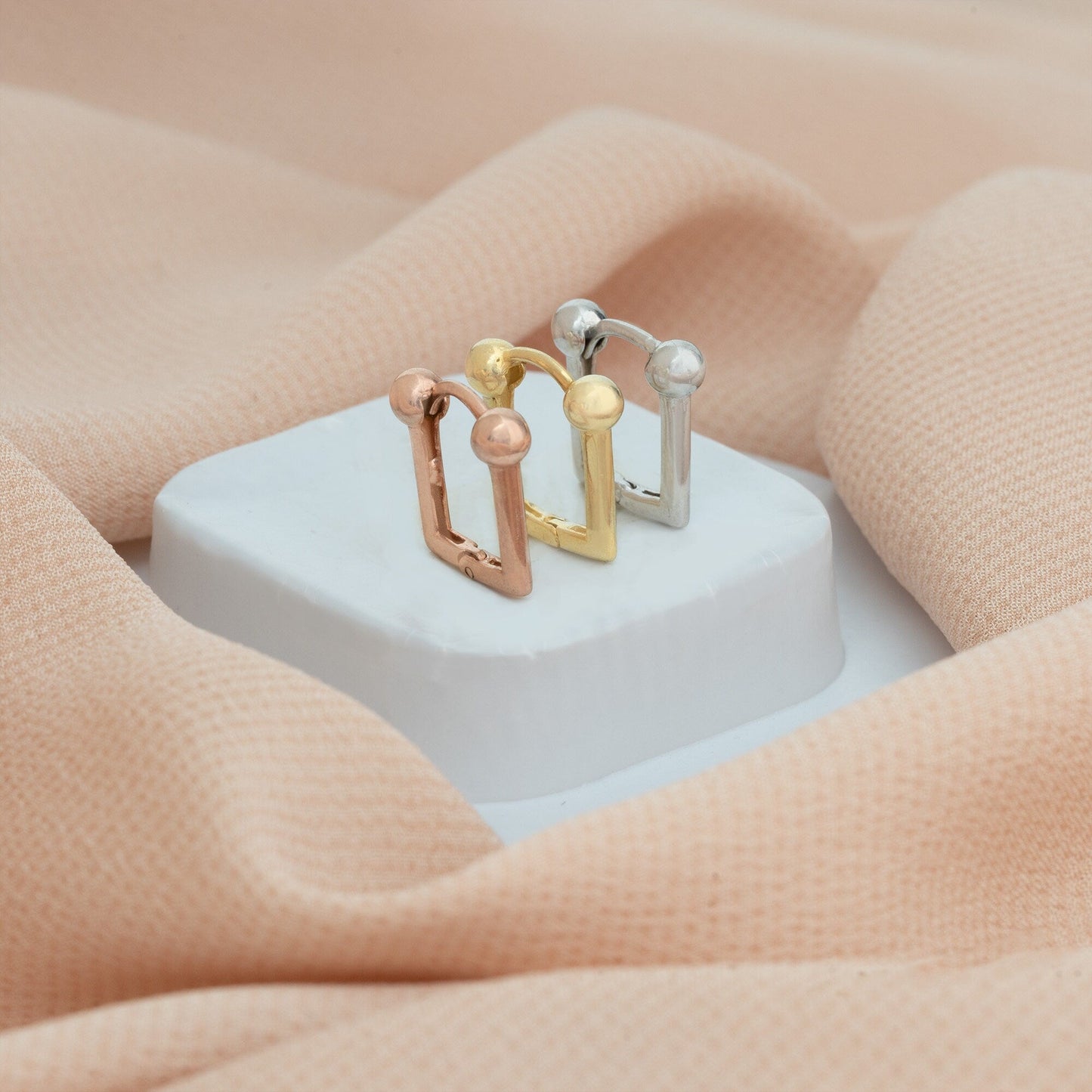 925 Sterling Silver Ball Hoop Huggies Earrings