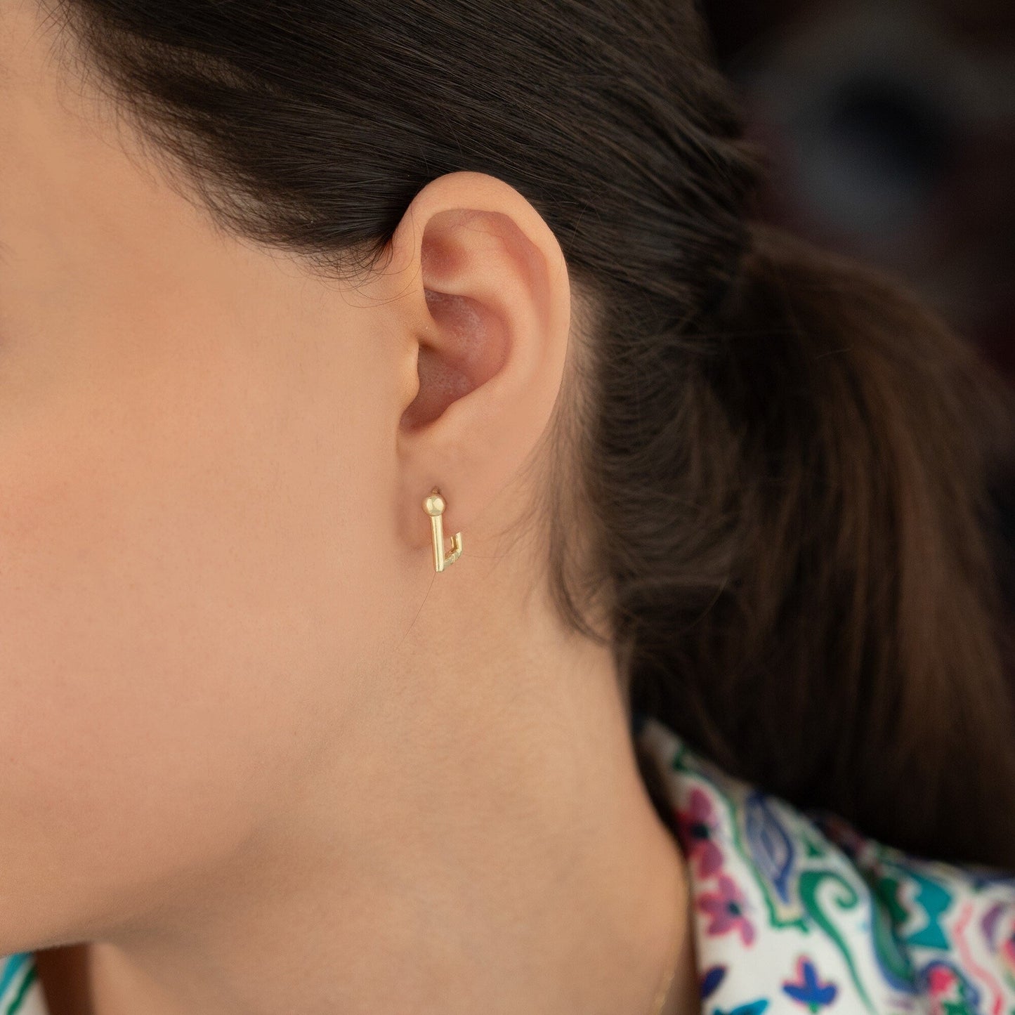 925 Sterling Silver Ball Hoop Huggies Earrings