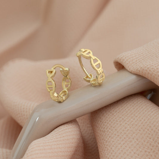 925 Sterling Silver Curb Chain Huggie