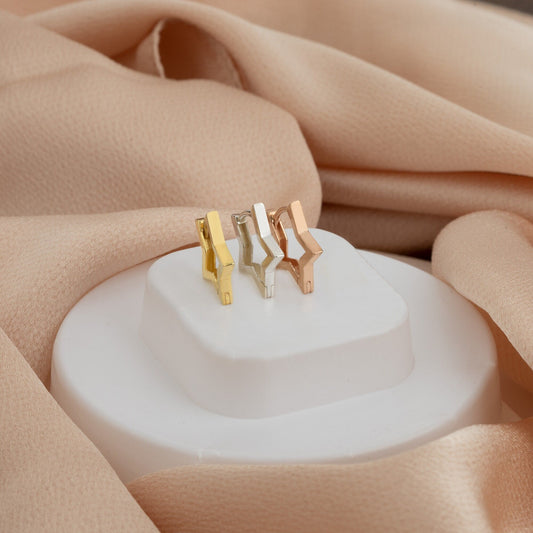 925 Sterling Silver Star Hoop Earrings