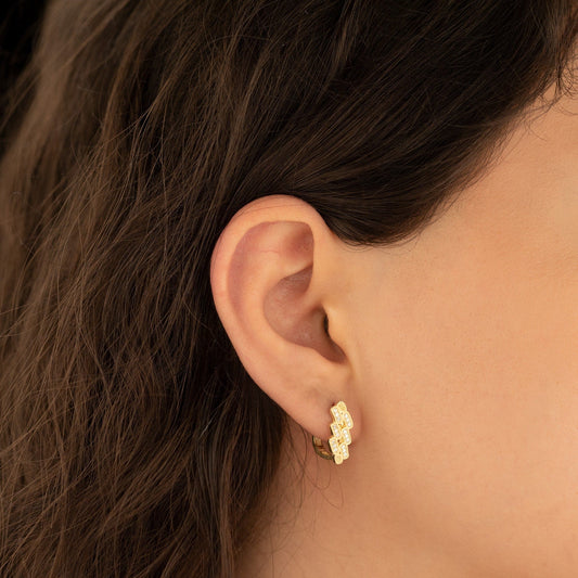 925 Sterling Silver Stripe Little Diamonds Earrings