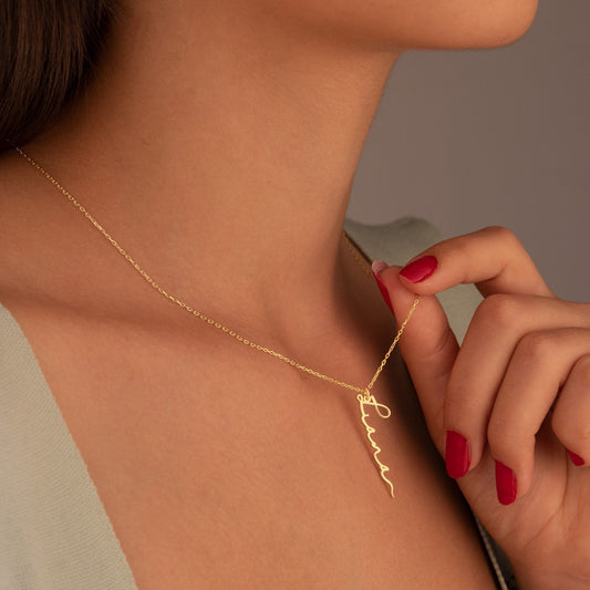 925 Sterling Silver Vertical Personalized Name Necklace