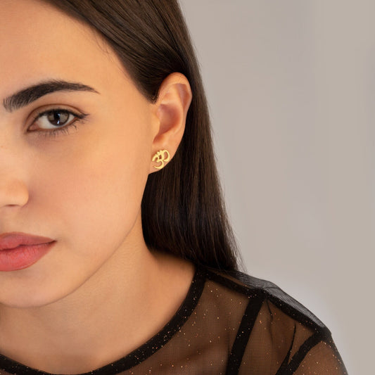 925 Sterling Silver Gold Om Earrings