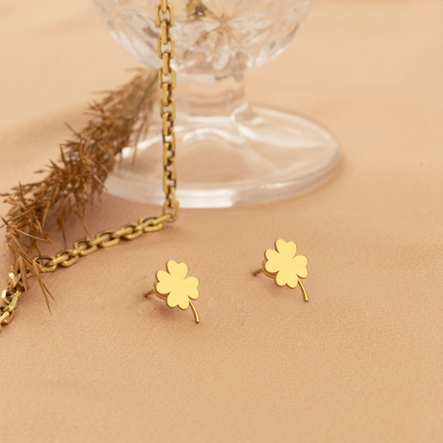 925 Sterling Silver Four Leaf Clover Earring