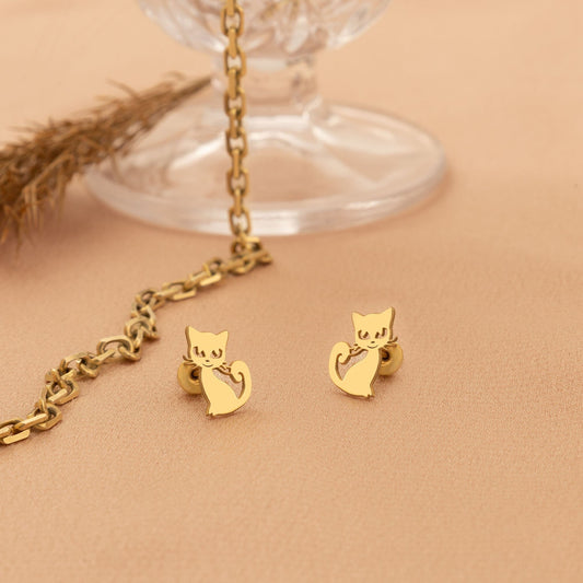 925 Sterling Silver Cat Earrings