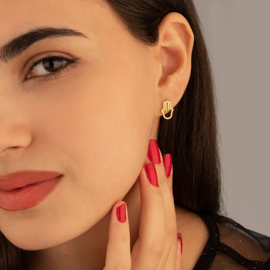 925 Sterling Silver Hand of Fatima Earrings