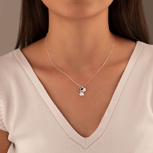 925 Sterling Silver Enamel Dog Necklace