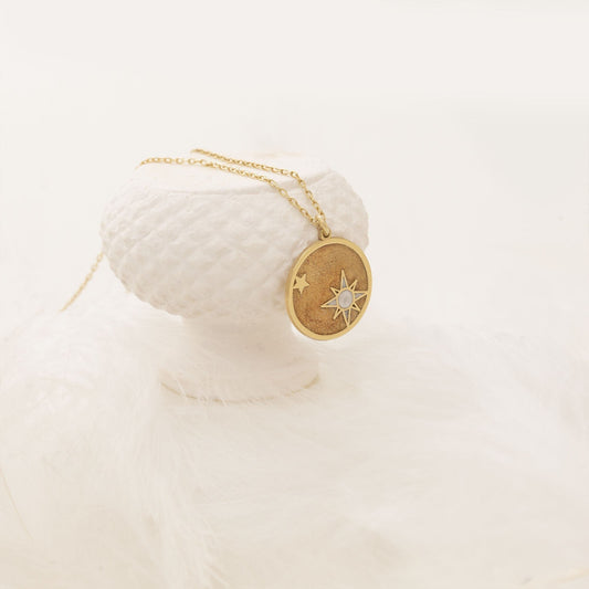 925 Sterling Silver Enamel North Star Necklace