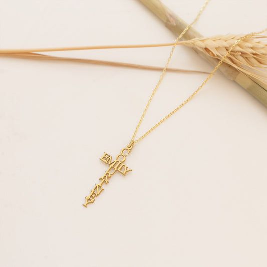 925 Sterling Silver Christian Cross Name Necklace