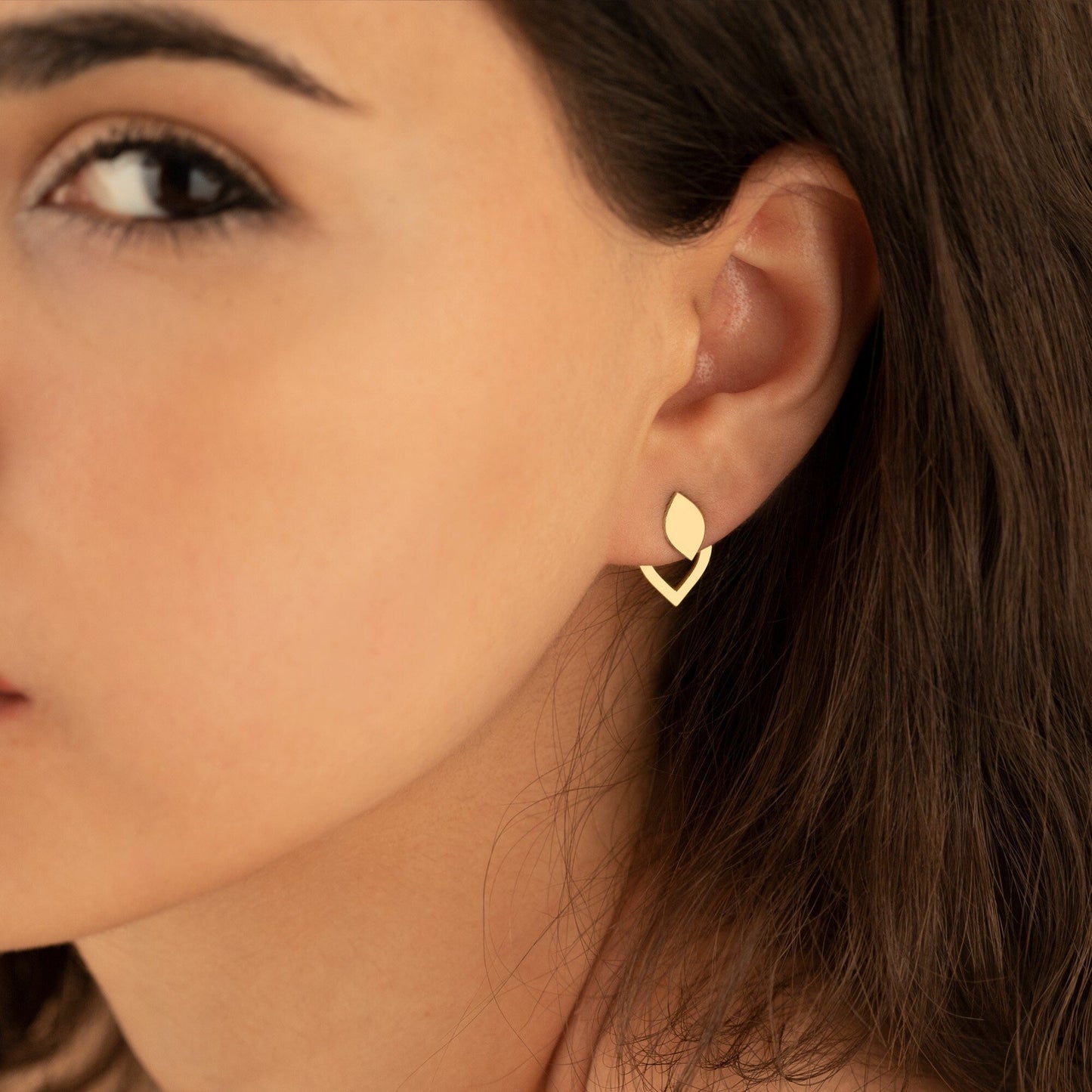 14K Solid Gold Teardrop Ear Jackets Earrings