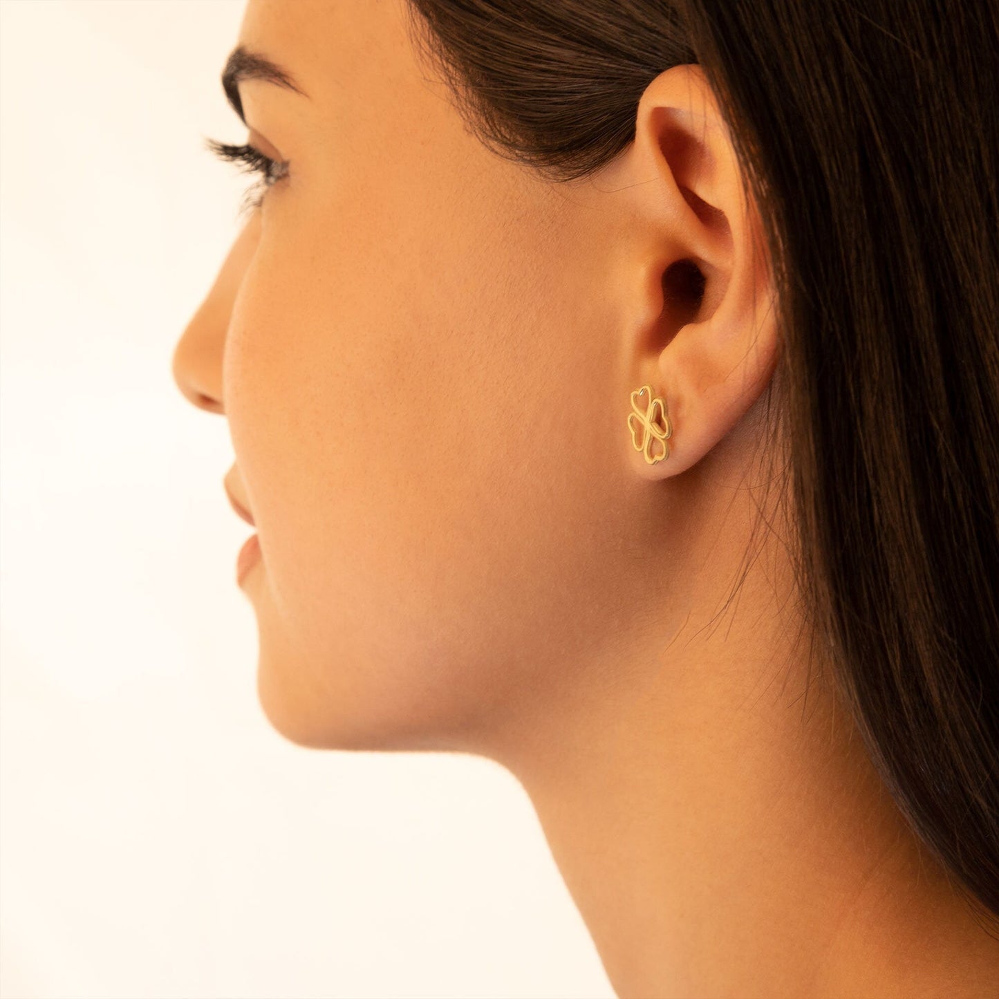 925 Sterling Silver Heart Four Leaf Clover Earring