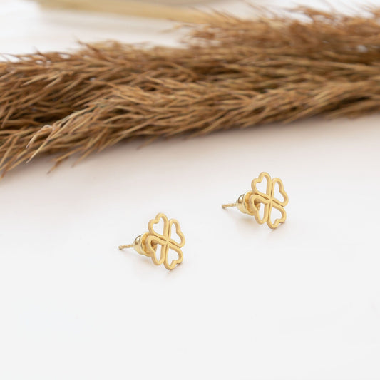 925 Sterling Silver Heart Four Leaf Clover Earring