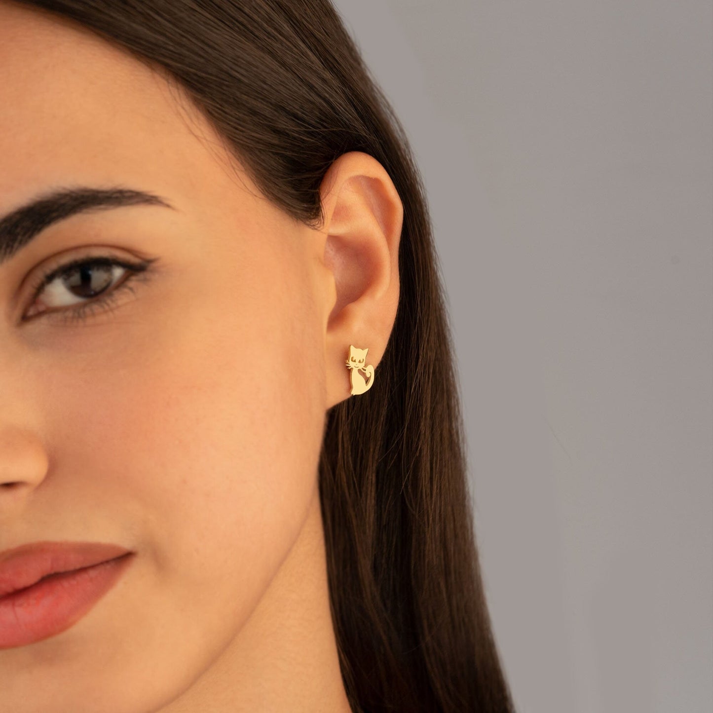 925 Sterling Silver Cat Earrings