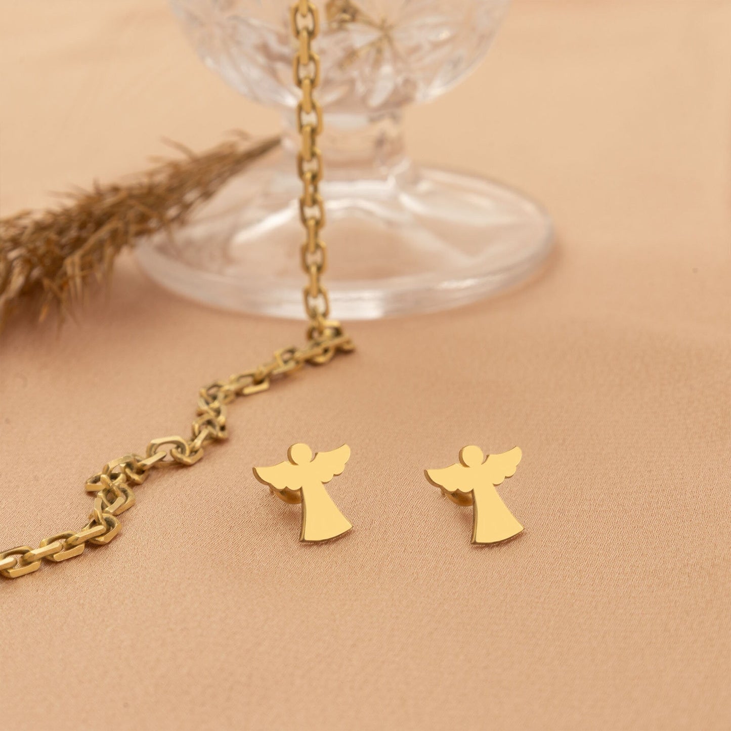 925 Sterling Silver Dainty Angel Stud Earrings