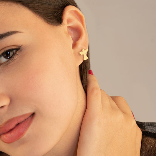925 Sterling Silver Dainty Angel Stud Earrings
