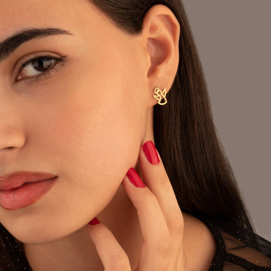 925 Sterling Silver Guardian Angel Studs Earrings