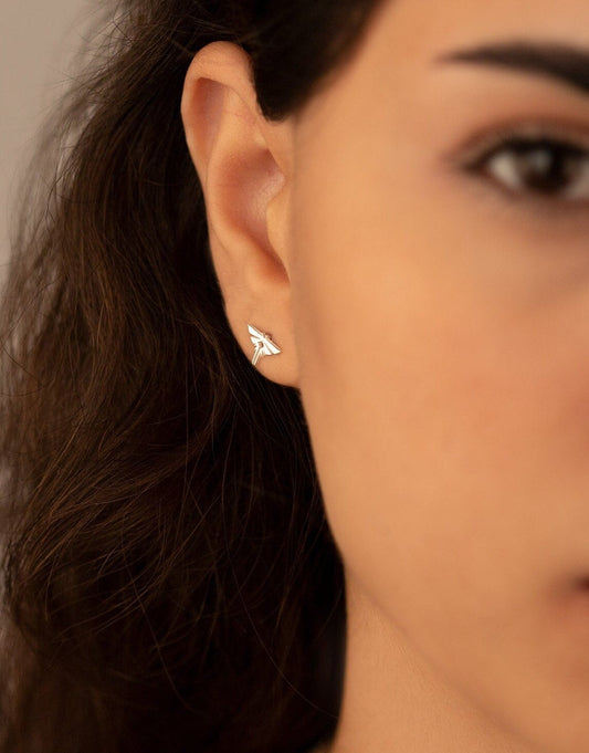 14K Solid Gold Firefly Stud Earrings