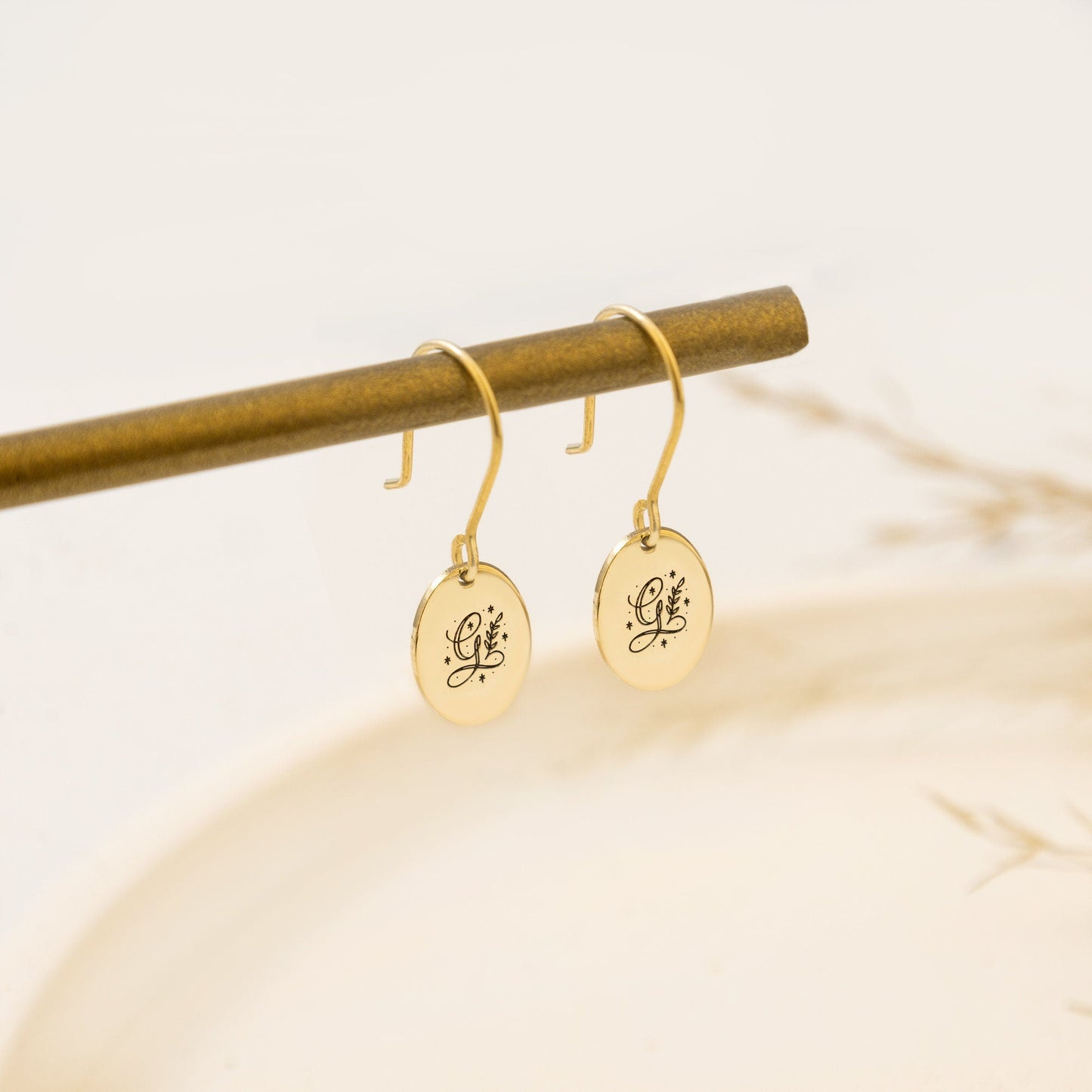 925 Sterling Silver Personalized Initial Letter Dangle Earrings