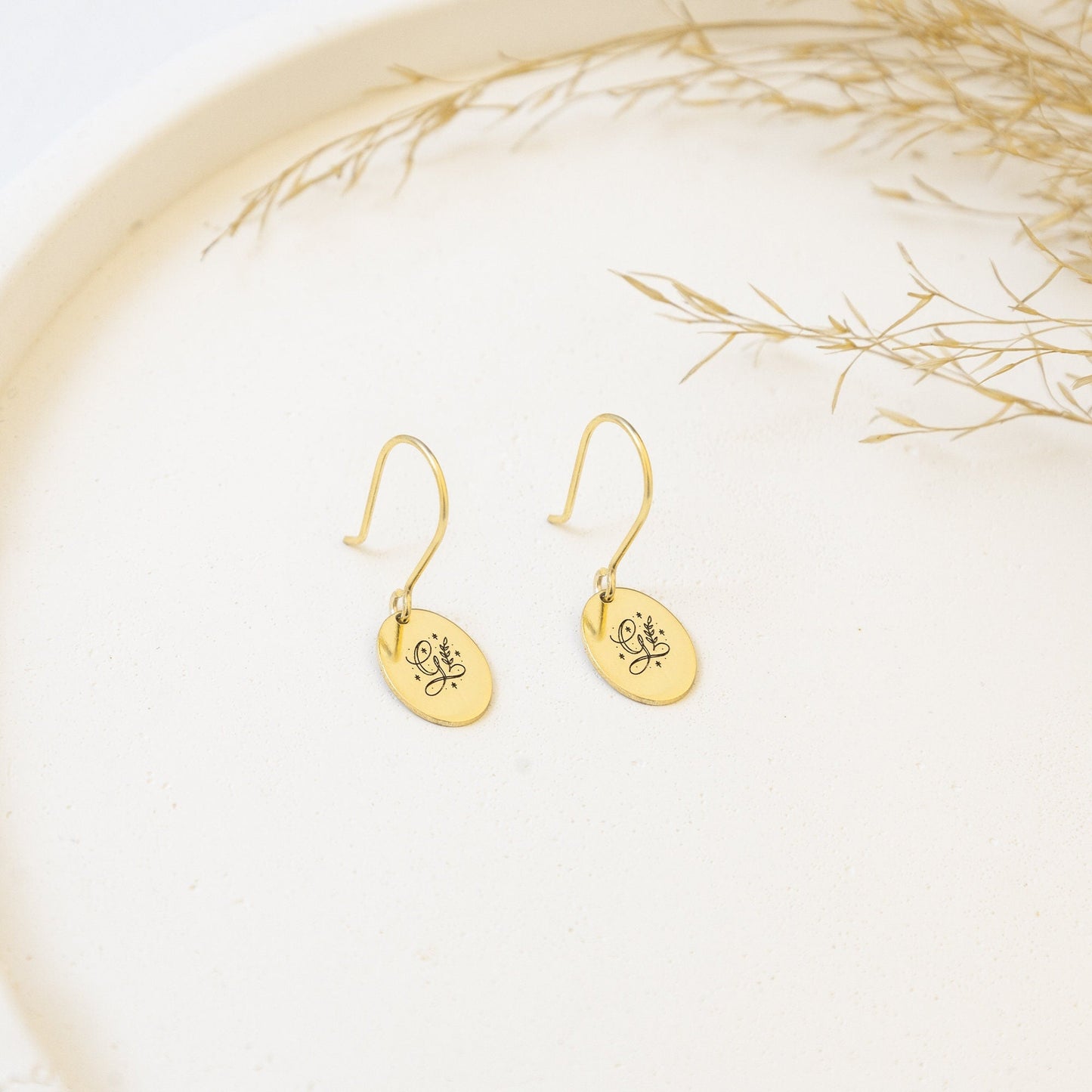 925 Sterling Silver Personalized Initial Letter Dangle Earrings