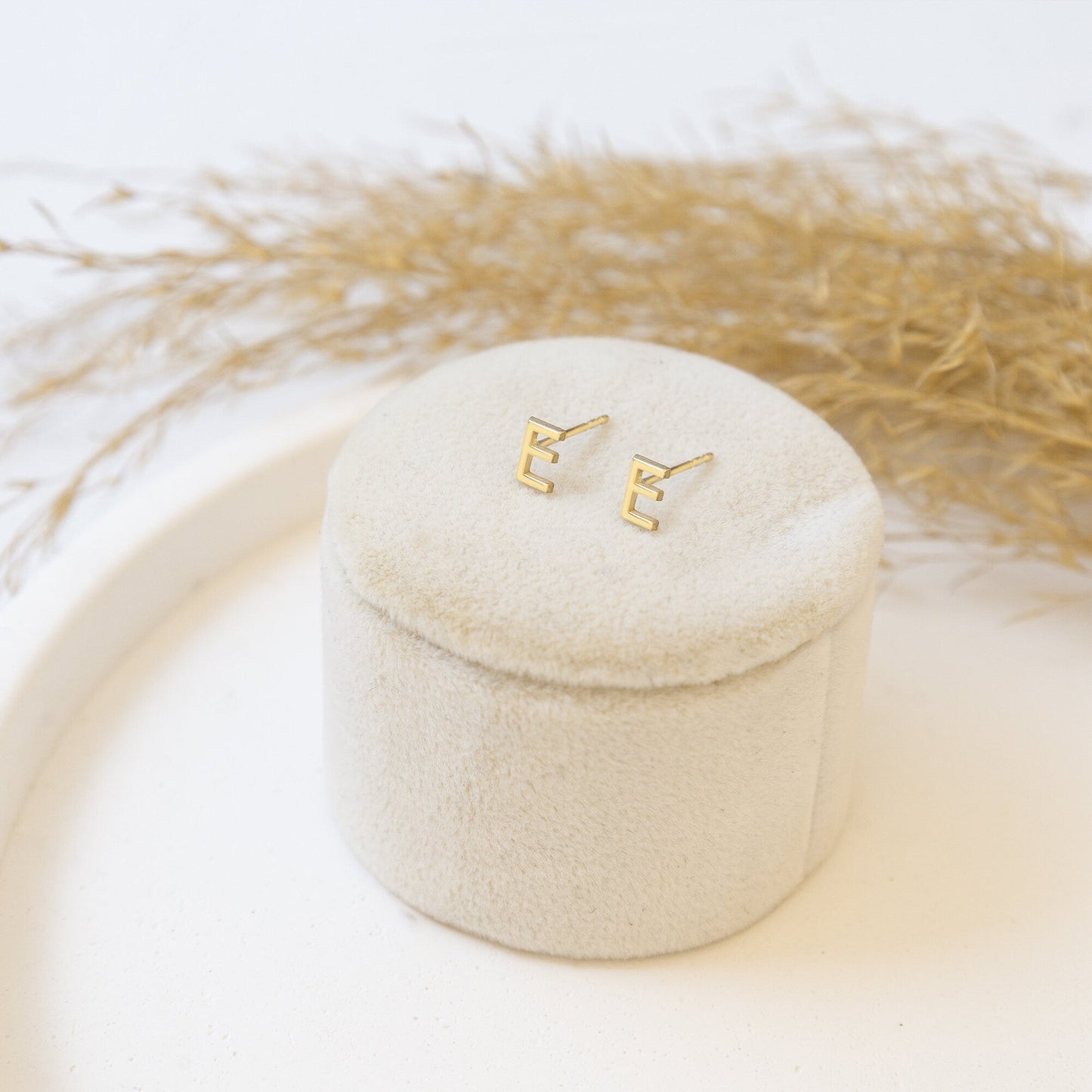 925 Sterling Silver Initial Letter Stud Earrings