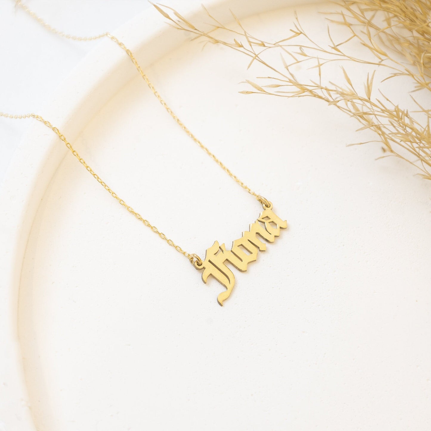 925 Sterling Silver Personalized Old English Name Necklace
