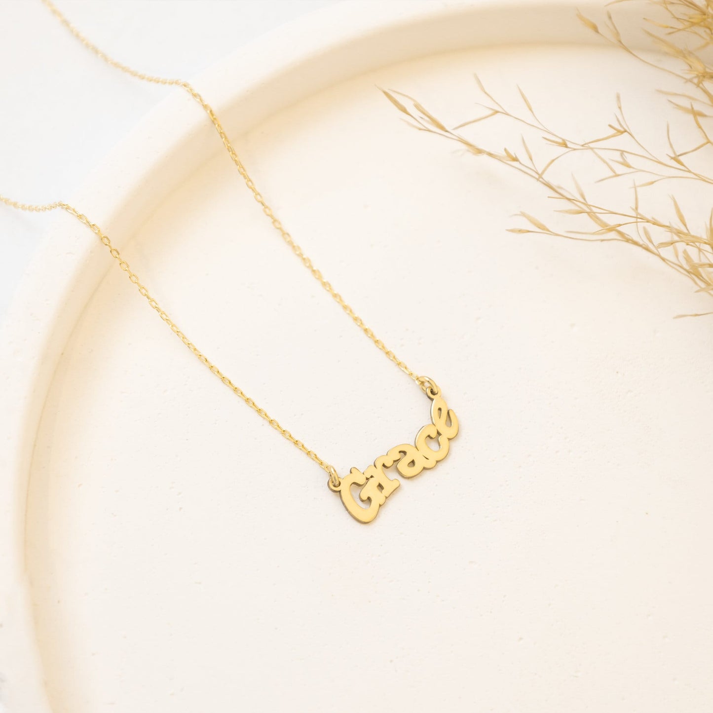 925 Sterling Silver Personalized Wavy Retro Name Necklace