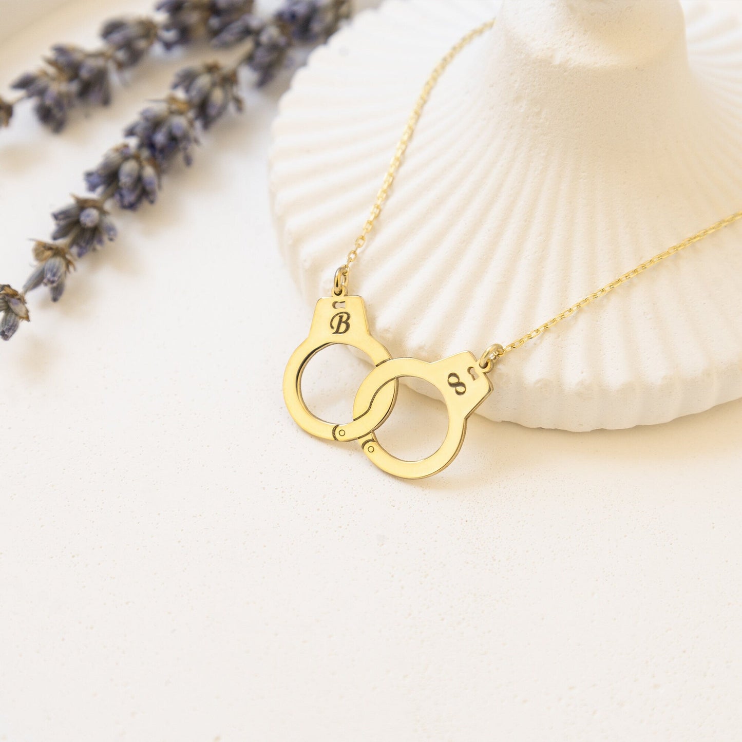 925 Sterling Silver Personalized Couple Initials on Handcuff Necklace