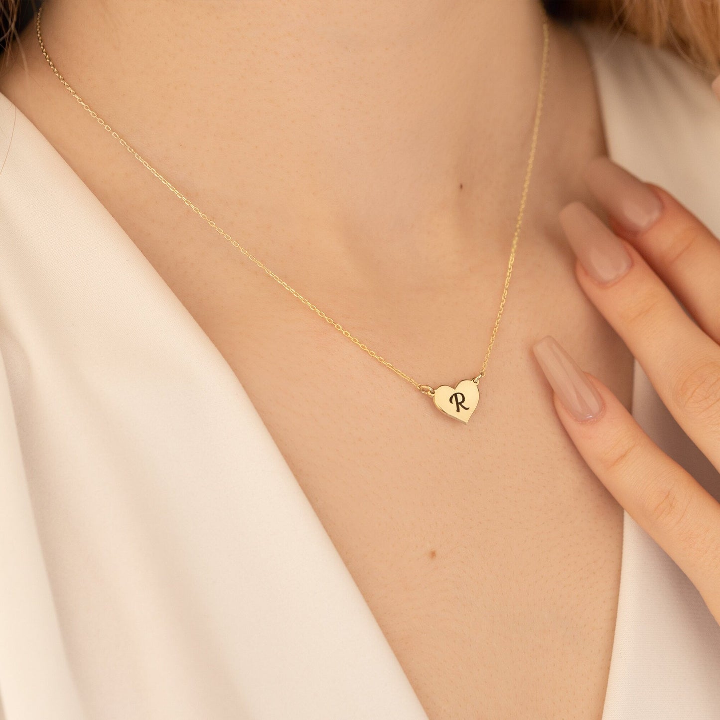 925 Sterling Silver Personalized Initial Heart Necklace