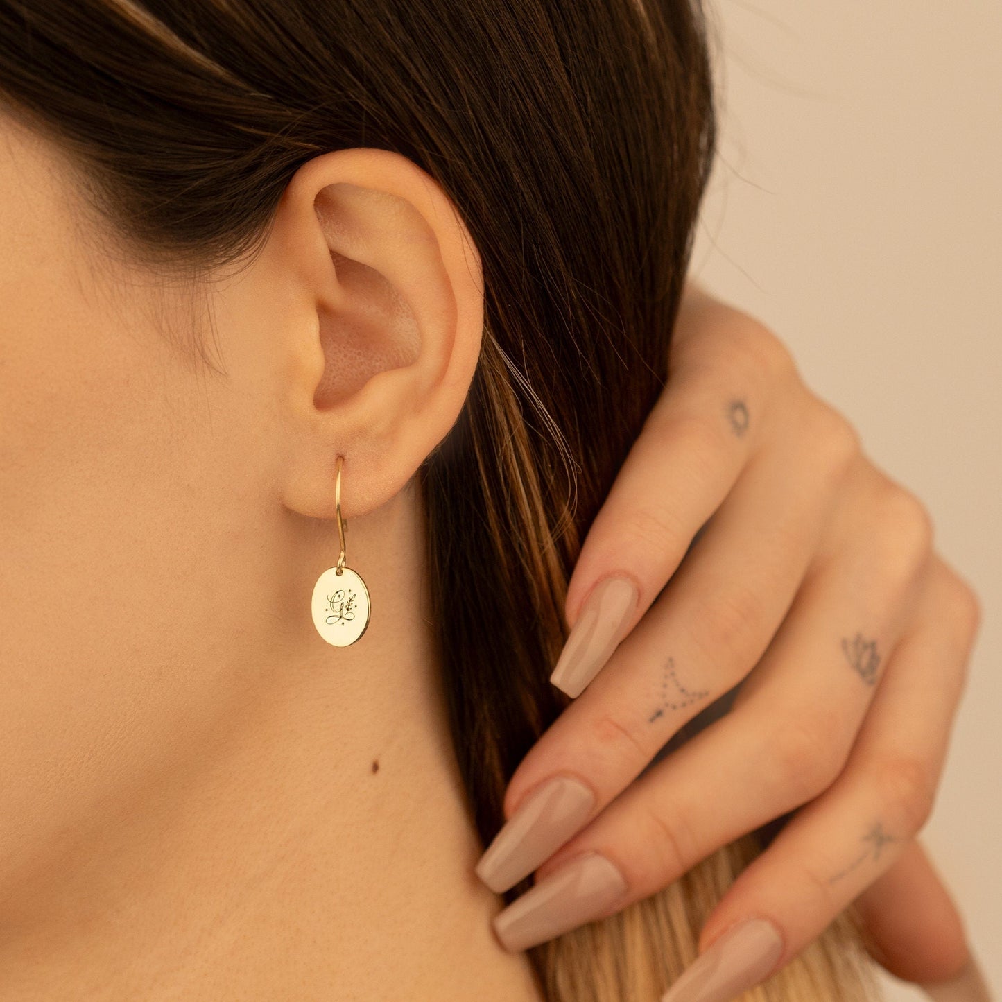 925 Sterling Silver Personalized Initial Letter Dangle Earrings