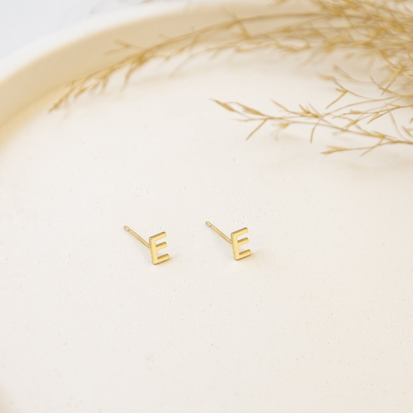 925 Sterling Silver Initial Letter Stud Earrings