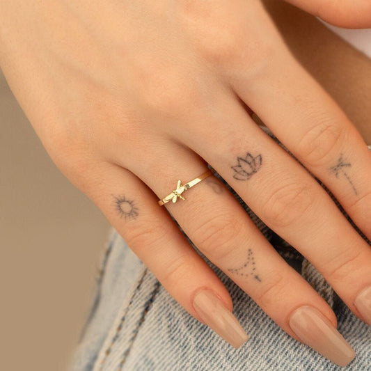 925 Sterling Silver Tiny Dragonfly Ring