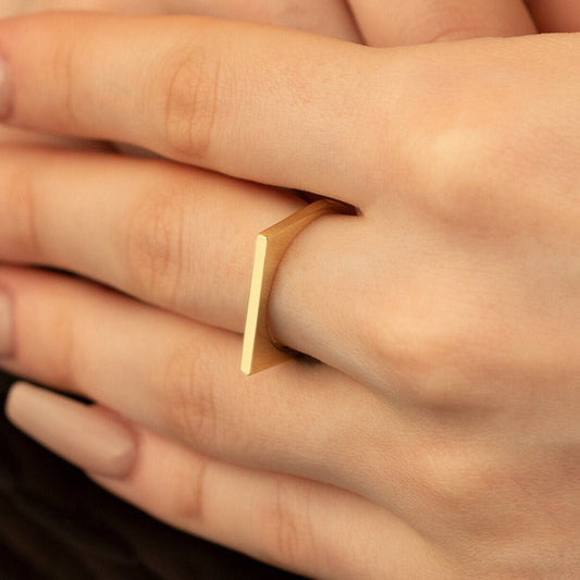 925 Sterling Silver Minimalist Flat Top Thin Bar Ring