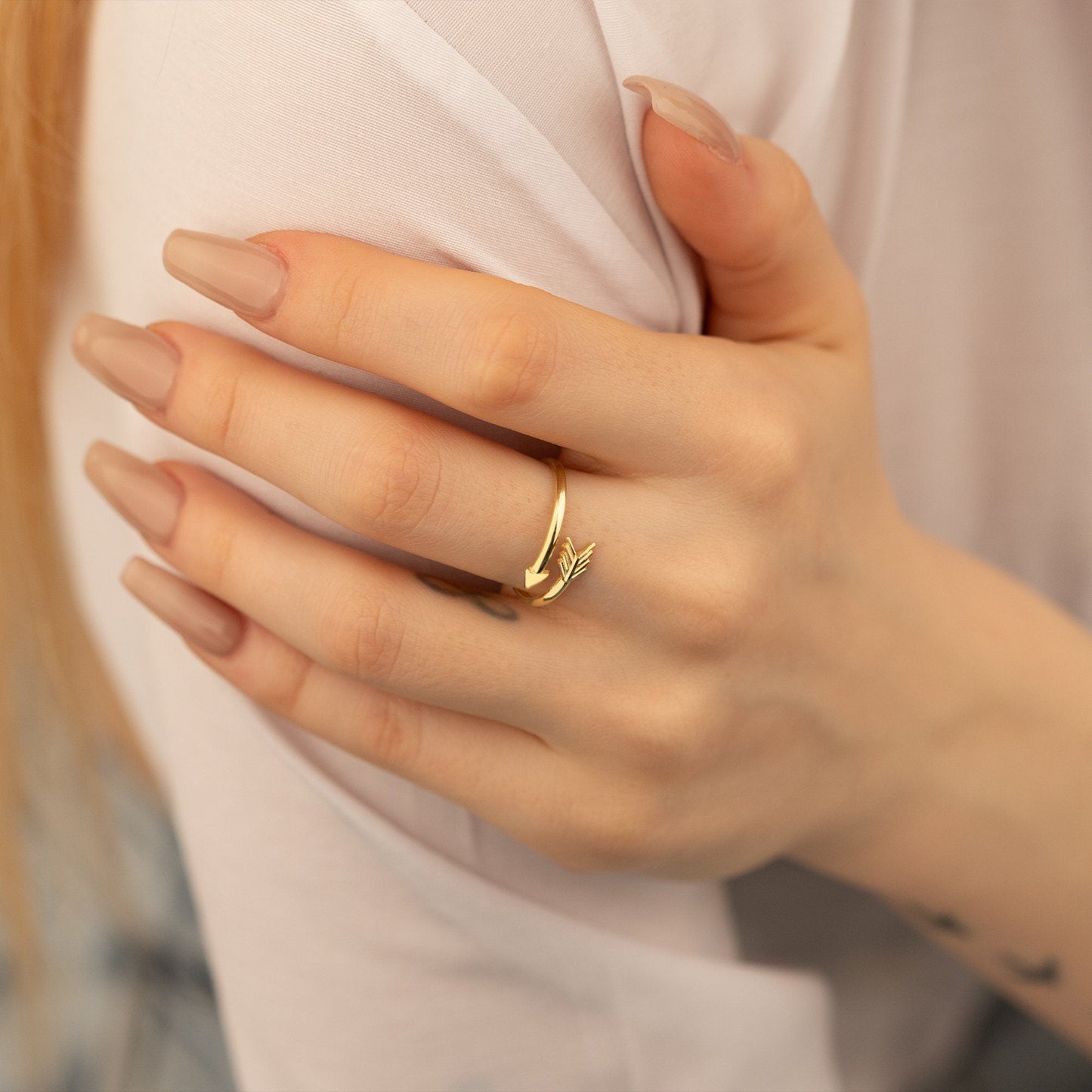 925 Sterling Silver Adjustable Finger Wrap Arrow Ring