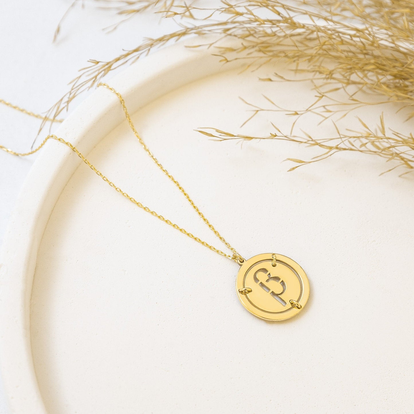 925 Sterling Silver Custom Ancient Greek Initial Necklace